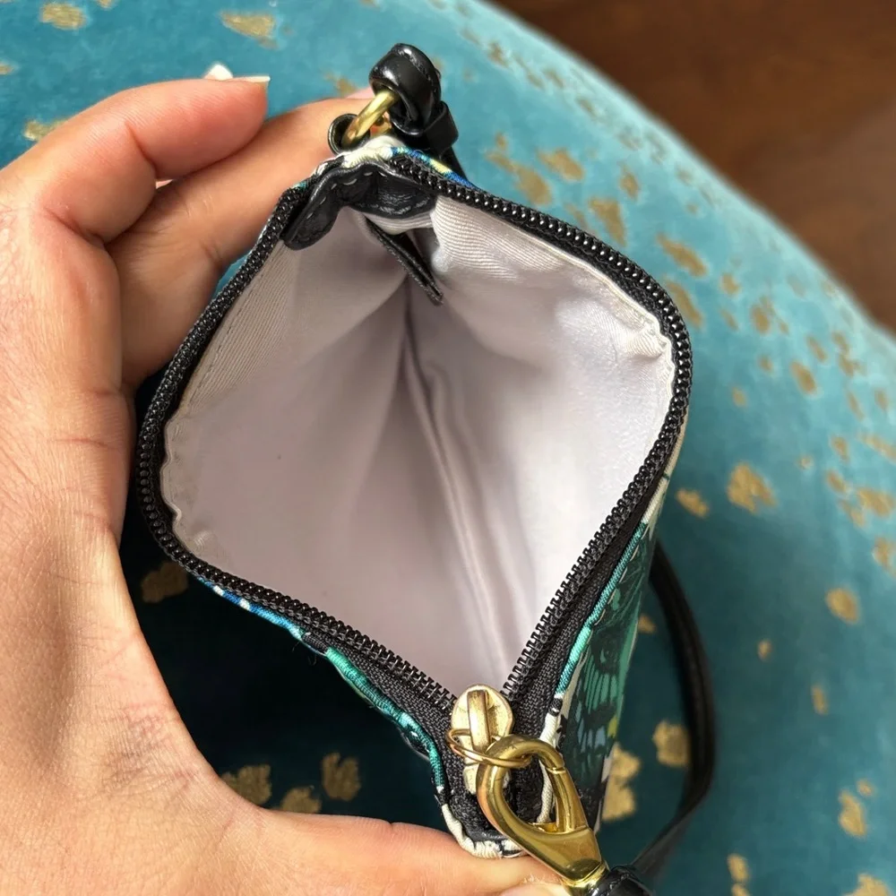 Coach Multicolor Butterfly Print Wristlet with Black Trim - Picture 3 of 6